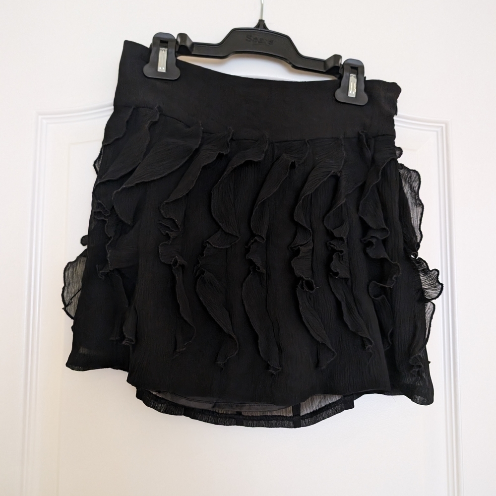 Dkny Black Ruffled Skirt Size Medium